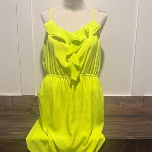 Bright Yellowish Lime Ruffle Dress-Size Large